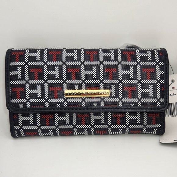 Tommy Hilfiger Leather Trim Wallet, Navy Blue - New with Tags - Picture 1 of 9